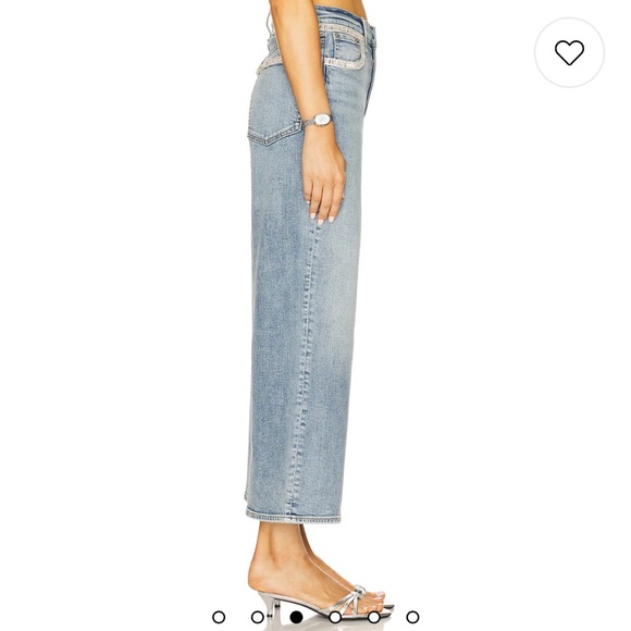 Rag & Bone Andi Embellished Ankle-Length Wide-Leg Jeans in Pacific With Jewel - Picture 4 of 16